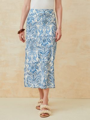 Adelyn Silk Blend Skirt in Paisley Flourish Bias