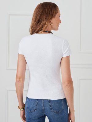 Allie Cap Sleeve Tee in Palm Breeze Jacquard