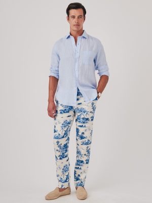 Callistair Linen Pants in Imperial Toile