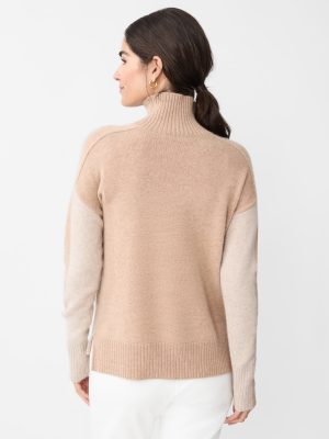 Dina Cashmere Turtleneck in Color Block