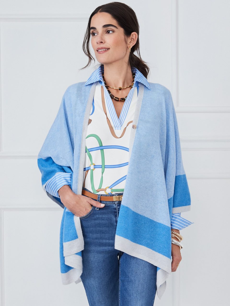 Naomi Cashmere Wrap in Color Block