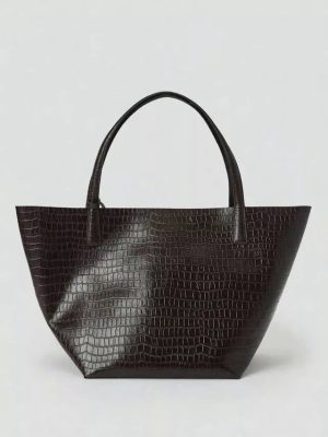 Vika Leather Tote in Crocodile