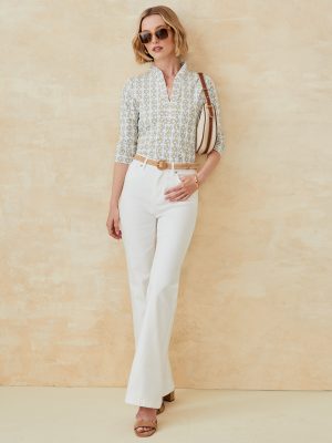 Sahara Ruffle Top in Tidal Geo