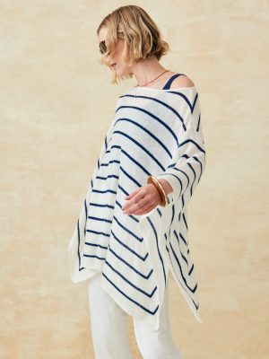 Samrithi Cashmere Poncho in Stripe